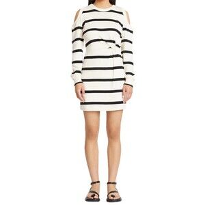 Tanya Taylor womens Shirley Mini Dress size 1X Cream & Black Cold Shoulder $345
